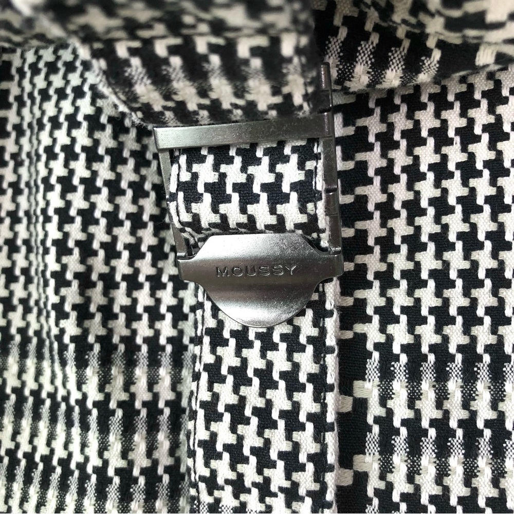 NWOT MOUSSY Houndstooth Plaid Wool Knit Coat with Fur Trim Sz 1 Small - Picture 12 of 16